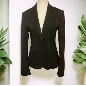 SUZY SHIER BLACK STRIPED DOUBLE BREASTED/ BUTTON UP BLAZER JACKET/ Size 7/8